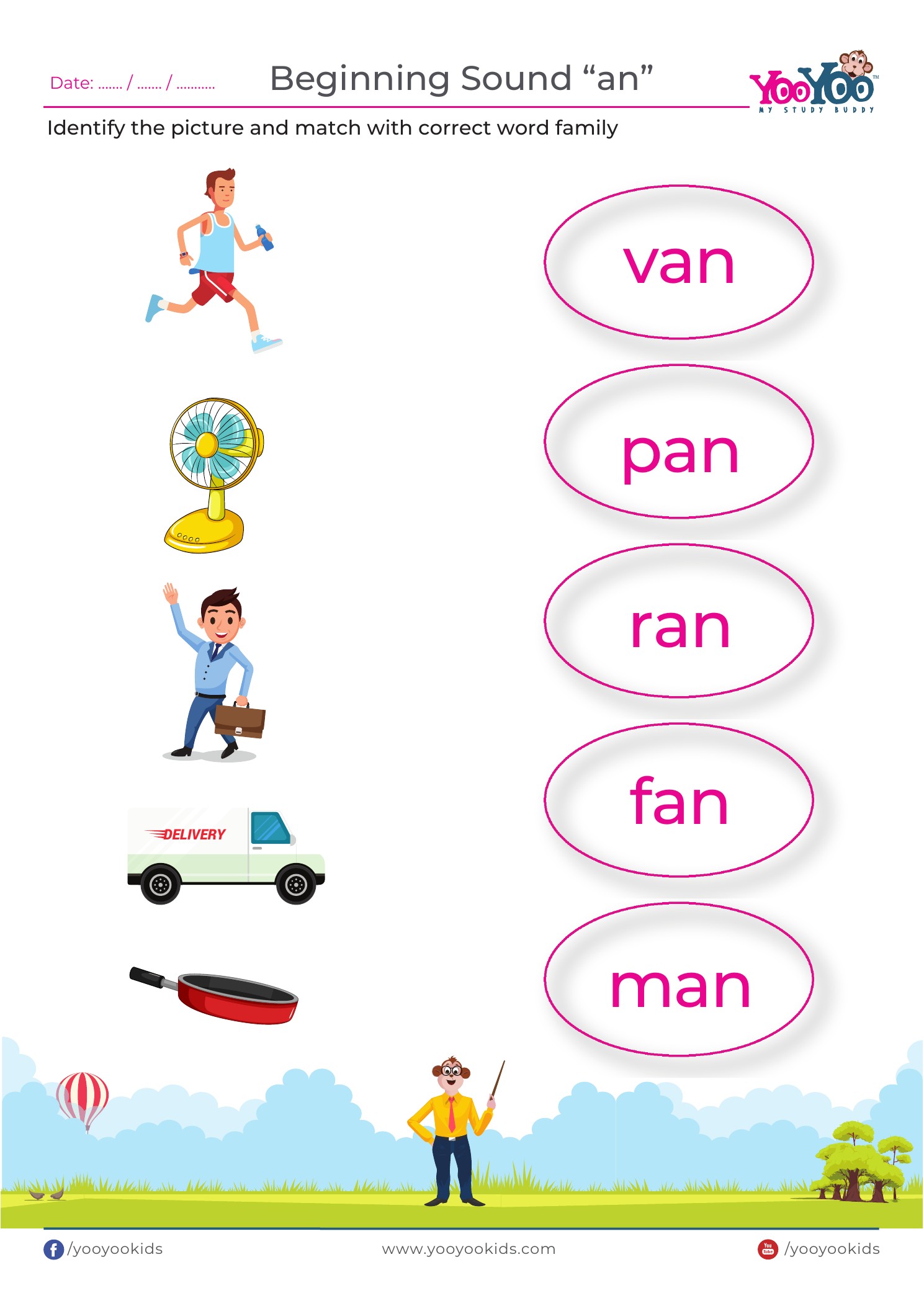Language word family 'an' A4 worksheet sample